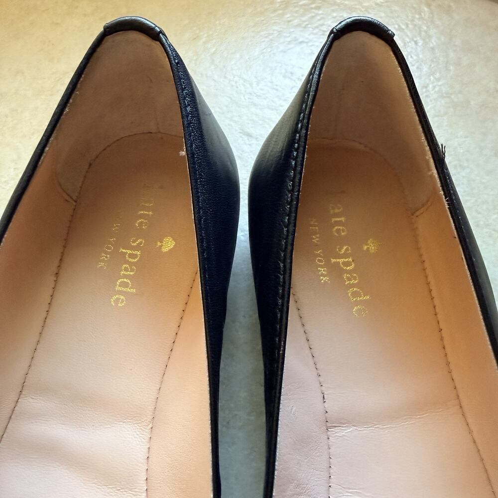 Kate Spade New York Boston Terrier Winthrop Black Leather Flats Womens 8 - Picture 8 of 13